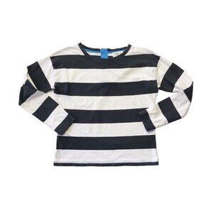 Johnnie B by Boden Long Sleeve Zip Tee in Black/White Stripe